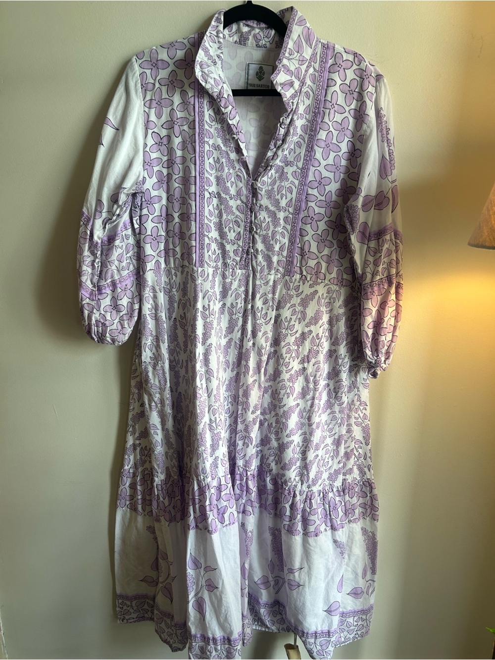 SUE SARTOR Flounce Dress | Lilac - Size L